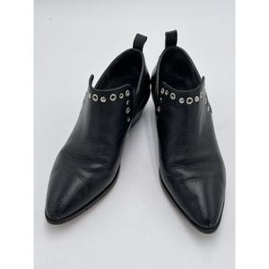 Rebecca Minkoff Size 7 Black Western Bootie Black Leather Metal Detail